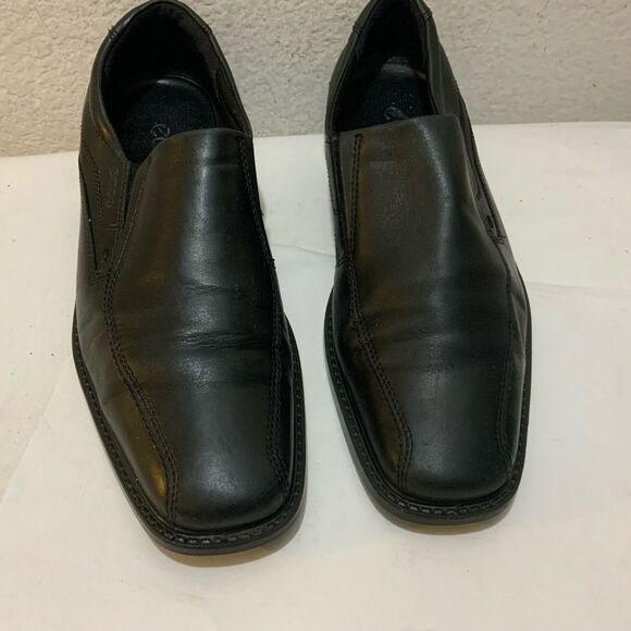 Mens Ecco size 13 (47 Euro) Black Leather Slip On Loafer Shoes - Picture 1 of 10
